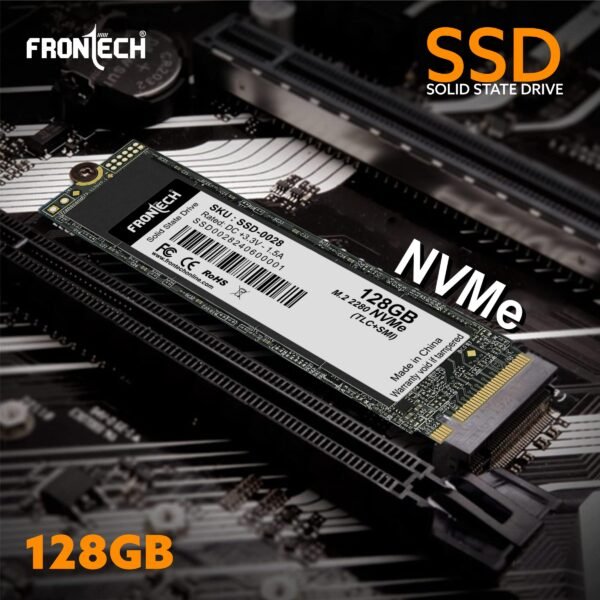 FRONTECH 128GB Internal SSD, M.2 2280 NVMe SATA3, TLC+SMI, Low Energy Consumption, Ultra Fast with Read/Write Speed Upto 1800/550 Mbps